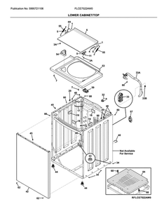 Lower Cabinet/Top Diagram and Parts List for FLCE7522AW0  Frigidaire Washer Dryer Combo