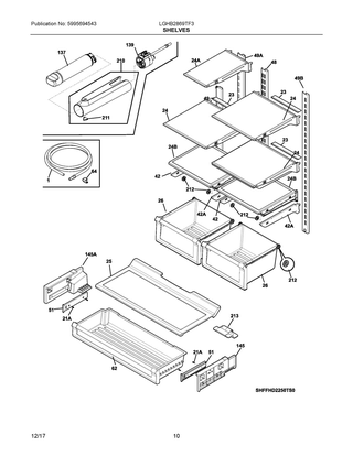 Shelves Diagram and Parts List for LGHB2869TF3  Frigidaire Refrigerator
