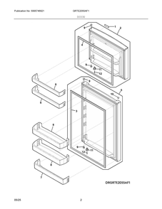 Door Diagram and Parts List for GRTE2055AF1  Frigidaire Refrigerator