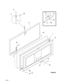 Door Diagram and Parts List for FGCH25M8LW2  Frigidaire Freezer