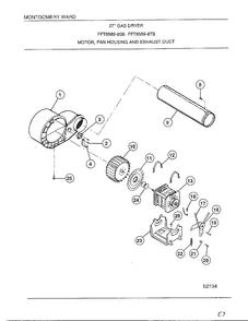 Motor/fan Housing/exhaust Duct Diagram and Parts List for 8589-87B  Frigidaire Dryer