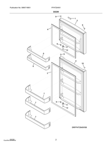 Door Diagram and Parts List for FFHT2045VW0  Frigidaire Refrigerator