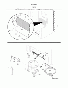 System Diagram and Parts List for 25322052611  Kenmore Freezer