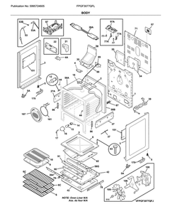 Body Diagram and Parts List for FPGF3077QFL  Frigidaire Range
