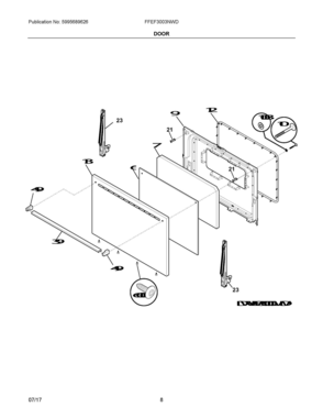 05 - DOOR Diagram and Parts List for FFEF3003NWD  Frigidaire Range