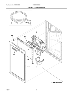 07 - CONTROLS & ICE DISPENSER Diagram and Parts List for EW28BS87SS2  Frigidaire Refrigerator