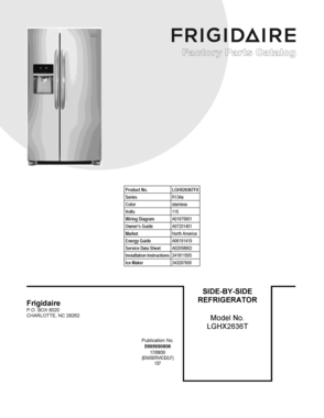 01 - COVER SHEET Diagram and Parts List for LGHX2636TF0  Frigidaire Refrigerator
