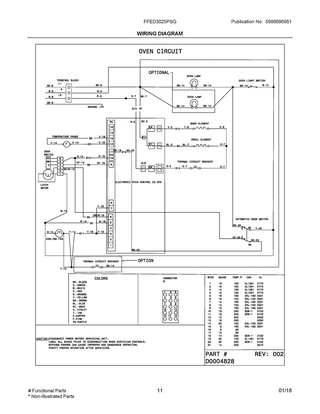 Wiring Diagram Diagram and Parts List for FFED3025PSG  Frigidaire Range