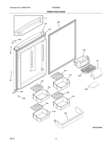 Fresh Food Door Diagram and Parts List for FP2I2086NF  Frigidaire Refrigerator