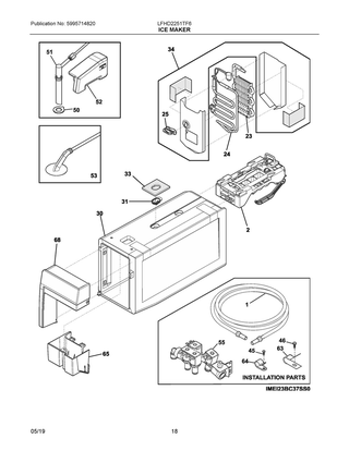 Ice Maker Diagram and Parts List for LFHD2251TF6  Frigidaire Refrigerator