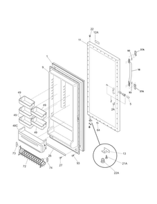 Door Diagram and Parts List for FFU21M7HWP  Frigidaire Freezer