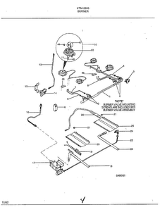 Burner Diagram and Parts List for 2893  Frigidaire Range