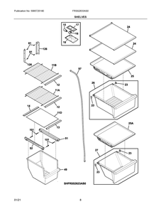 Shelves Diagram and Parts List for FRSS2633AS0  Frigidaire Refrigerator