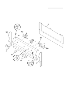 Backguard Diagram and Parts List for FFEF3005XWA  Frigidaire Range