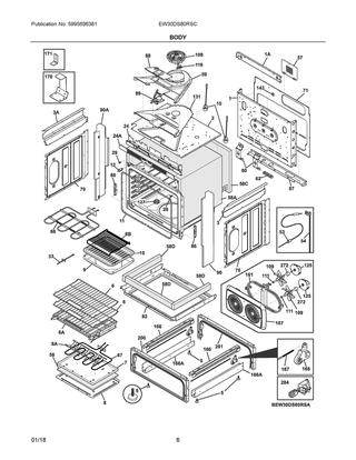 Body Diagram and Parts List for EW30DS80RSC  Frigidaire Range