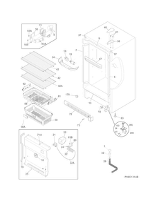 Cabinet Diagram and Parts List for FFFH17F4QW0  Frigidaire Freezer