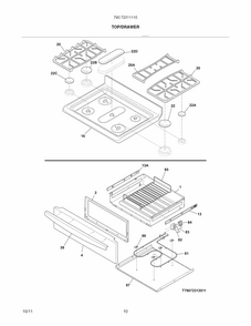 Top/drawer Diagram and Parts List for 79072311110  Kenmore Range