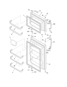 Doors Diagram and Parts List for LFTR1814LBC  Frigidaire Refrigerator