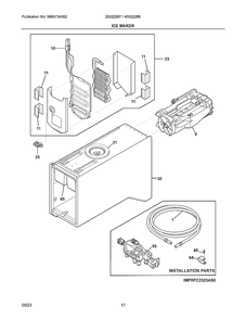 Ice Maker Diagram and Parts List for 20522287A  Frigidaire Refrigerator