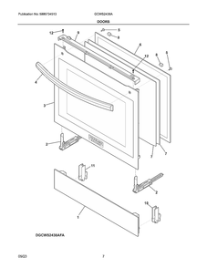 Doors Diagram and Parts List for GCWS2438ABA  Electrolux Wall Oven