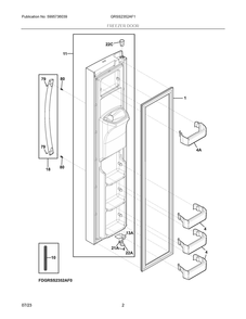 Freezer Door Diagram and Parts List for GRSS2352AF1  Frigidaire Refrigerator