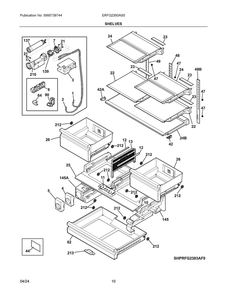 Shelves Diagram and Parts List for ERFG2393AS5  Frigidaire Refrigerator