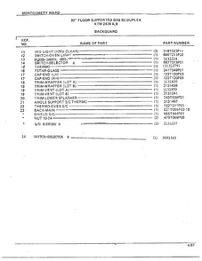 30" Floor/backguard Page 2 Diagram and Parts List for 2478A  Frigidaire Range