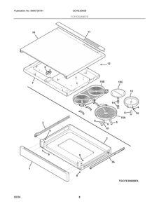 Top/Drawer Diagram and Parts List for GCFE3060BDB  Frigidaire Range