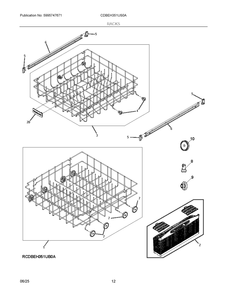 Racks Diagram and Parts List for CDBEH351US0A  Frigidaire Dishwasher