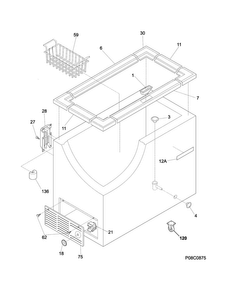 Cabinet Diagram and Parts List for KCCF160QWA  Kelvinator Freezer