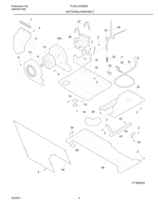 Motor/Blower/Belt Diagram and Parts List for FLXEC52RBS2  Frigidaire Dryer
