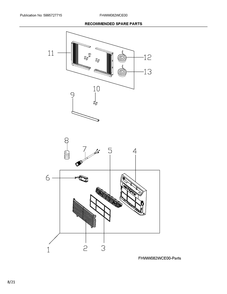 Spares Diagram and Parts List for FHWW082WCE00  Electrolux Air Conditioner