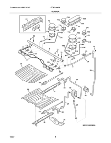 Burner Diagram and Parts List for GCFG3060BFA  Electrolux Range