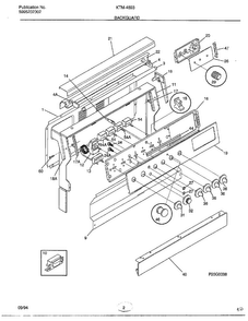Backguard Diagram and Parts List for 4893-80B  Frigidaire Range