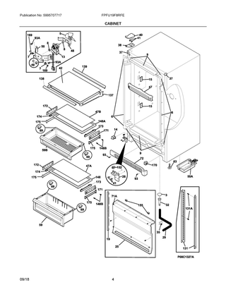 Cabinet Diagram and Parts List for FPFU19F8RFE  Frigidaire Freezer