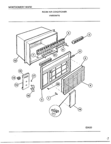 Room Air Conditioner Diagram and Parts List for 5367G  Frigidaire Air Conditioner