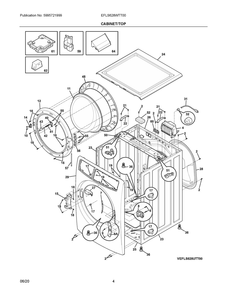 Cabinet/Top Diagram and Parts List for EFLS628WTT00  Frigidaire Washer