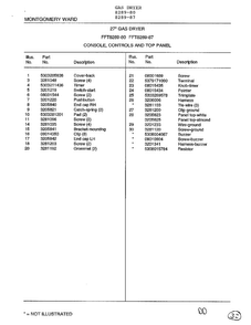 Console, Controls And Top Panel Page 2 Diagram and Parts List for 8289-87  Frigidaire Dryer