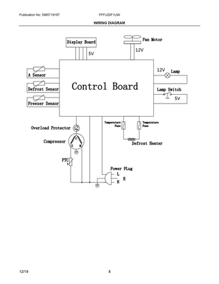 Wiring Diagram Diagram and Parts List for FFFU20F1UW  Frigidaire Freezer