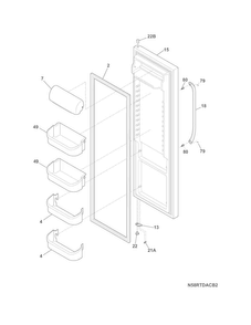 Refrigerator Door Diagram and Parts List for FFHS2611PFEA  Frigidaire Refrigerator