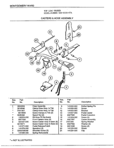 Casters And Hose Assembly Diagram and Parts List for 6506-87A  Frigidaire Washer