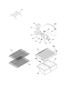 Shelves Diagram and Parts List for CFTR1826LMG  Frigidaire Refrigerator