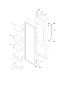 Refrigerator Door Diagram and Parts List for FGHS2332LE6  Frigidaire Refrigerator