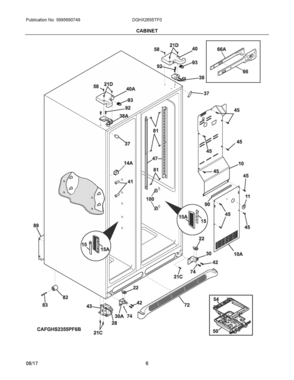 04 - CABINET Diagram and Parts List for DGHX2655TF0  Frigidaire Refrigerator