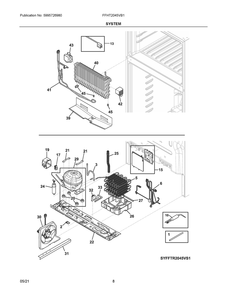 System Diagram and Parts List for FFHT2045VB1  Frigidaire Refrigerator