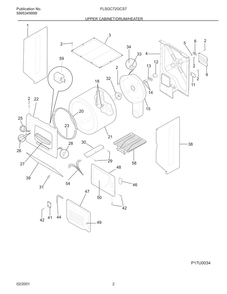 Upper Cabinet/Drum/Heater Diagram and Parts List for FLSGC72GCS7  Frigidaire Dryer