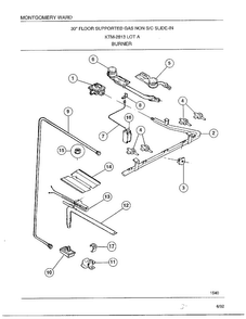 Burner Diagram and Parts List for 2813A  Frigidaire Range
