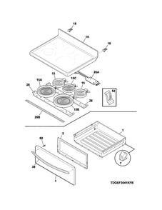 Top/drawer Diagram and Parts List for CGEF3030PFB  Frigidaire Range