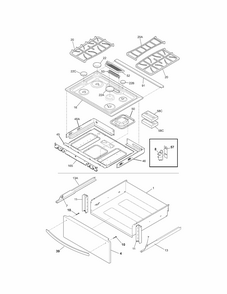 Top/drawer Diagram and Parts List for 79036933903  Kenmore Range