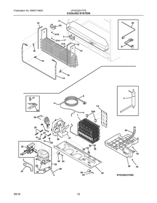 Cooling System Diagram and Parts List for LFHD2251TF6  Frigidaire Refrigerator